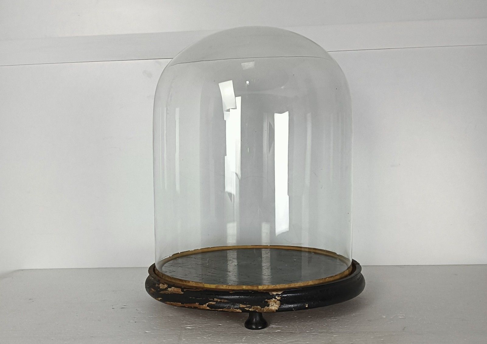 Antique Round Hand Blown Glass Dome Globe Steampunk Statue Display 14.17" D 11.4 photo Art