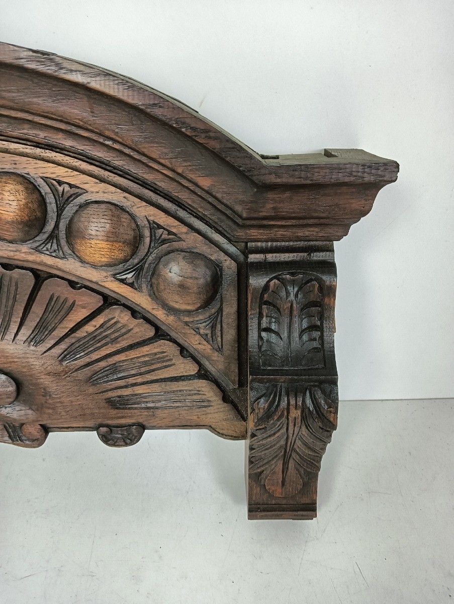 Antique Carved Wooden Ornate Pediment Over Door Architectural Reclaimed Salvaged photo 313.0