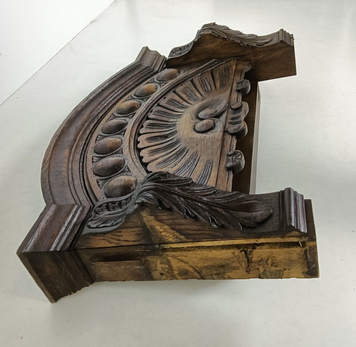 photo for sale Antique Carved Wooden Ornate Pediment Over Door Architectural Reclaimed Salvaged