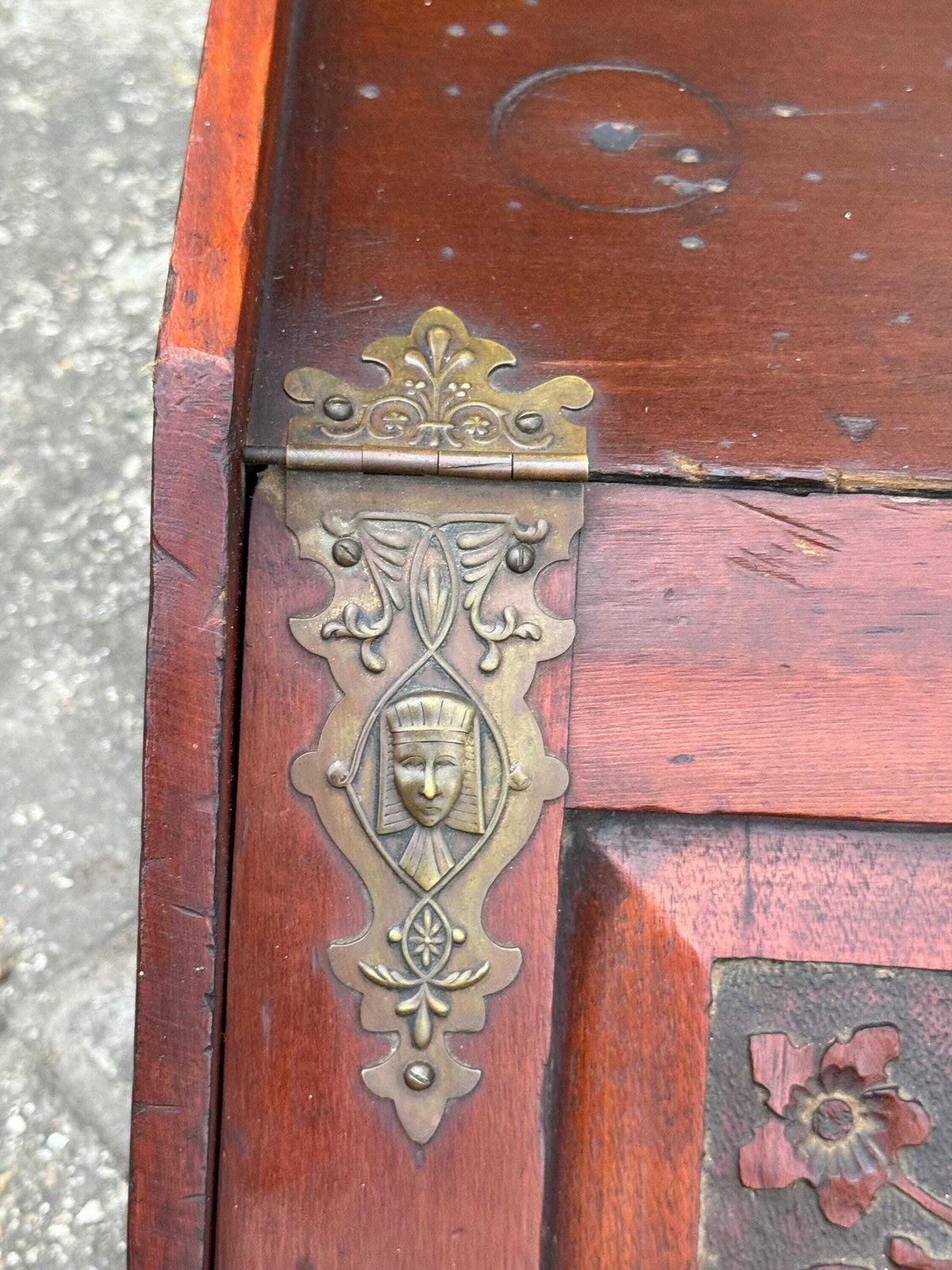 Antique Victorian Carved Wooden Coal Scuttle Brass Mount Fireside Storage Box photo 151.0