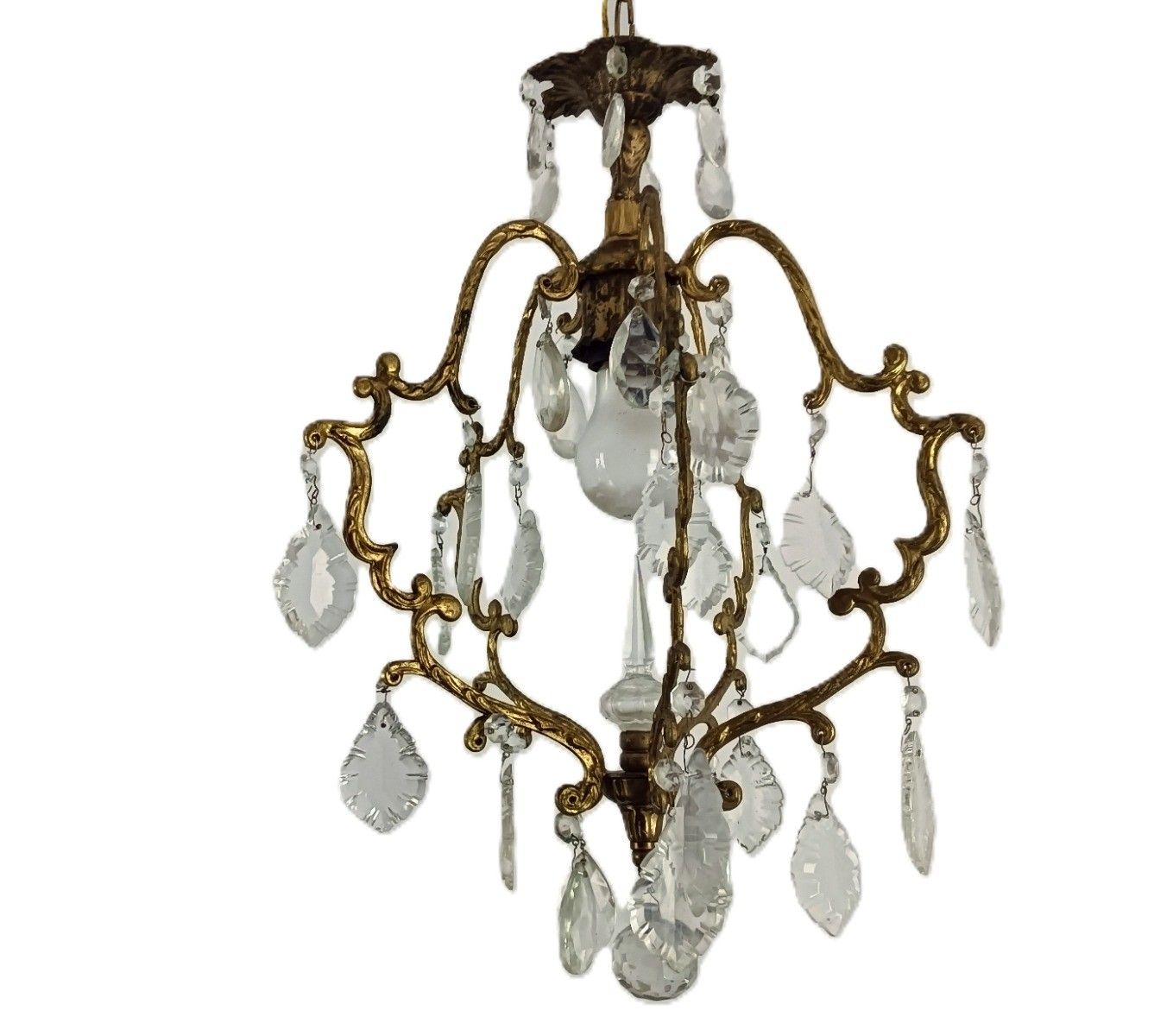 Vintage Chandelier Pendant Hall Lamp Crystal Prisms 1 Light Ceiling Fixture