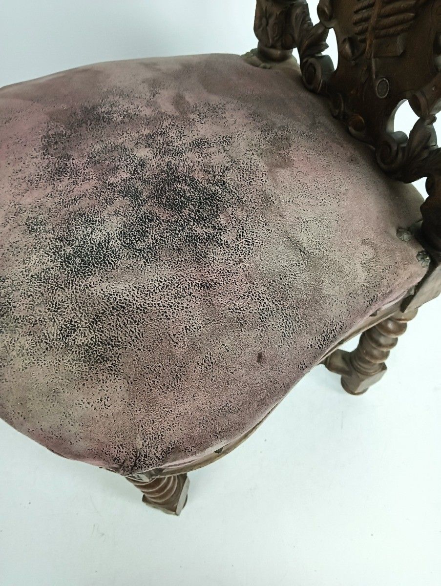Furniture Smoker Chair Antique Barley Twist Lounge Chair Empire Style Fumeuse Rare photo