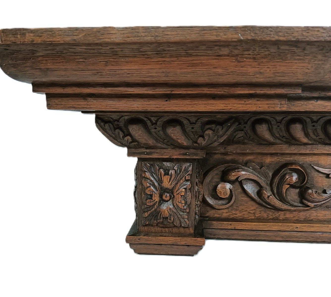Large French Hand Carved Wood Pediment Ornate Finial Architectural Decorative Re photo vintage