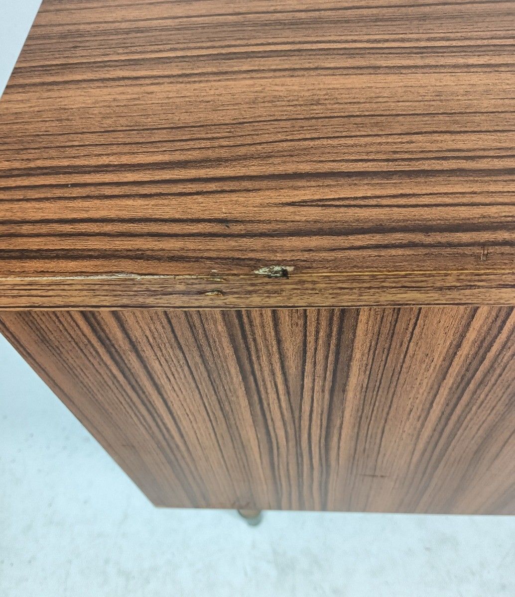 photo vinterior Vintage Teak Wood Nightstand End Table Bedroom Cabinet Denmark Scandinavian