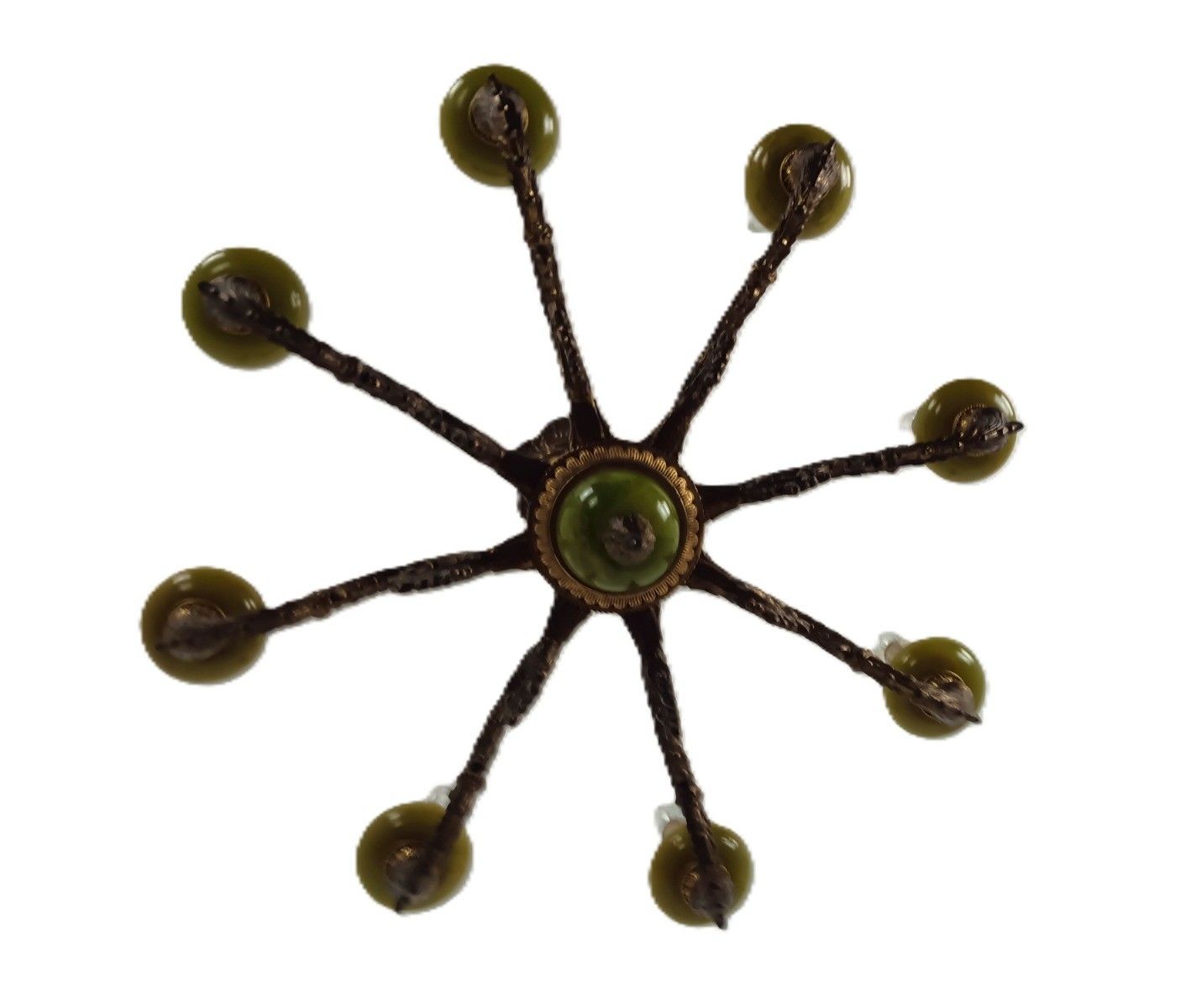 Chandelier 8 Arms Lights Hollywood Regency Brass Faux Marble Resi  Vintage photo vintage