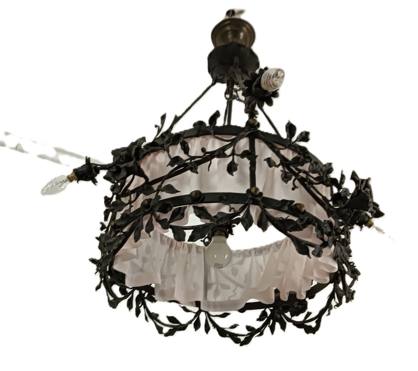 Antique Wrought Cast Iron Decorative Art Deco Chandelier Flowers  Van Boeckel St photo furniture