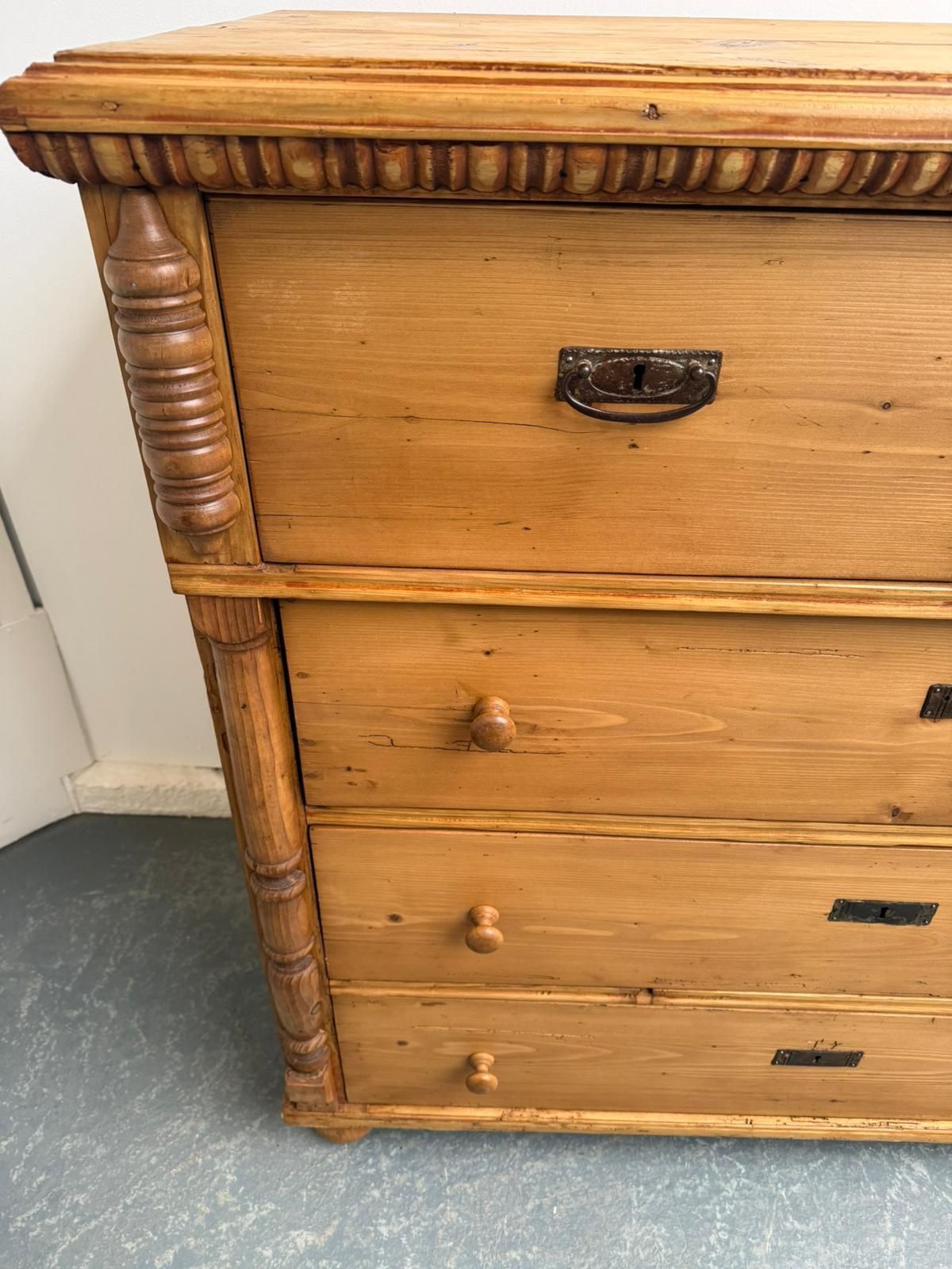 A Massive Antique Pine Genuine Hungarian Waxed 5 Drawer Chest Of Drawers photo buy