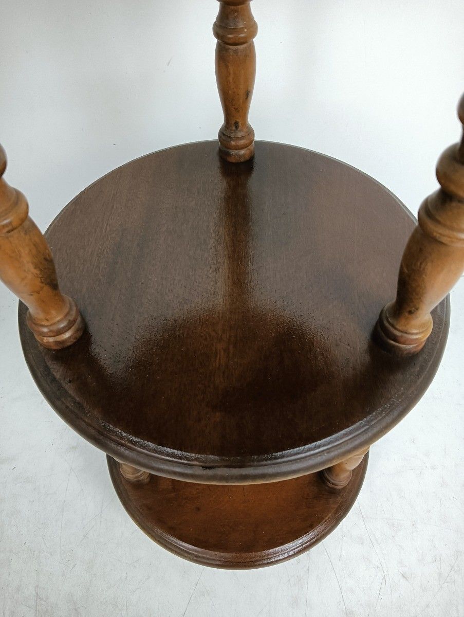 Vintage 3 Tier Pedestal Plant Stand Etagere Wood Italy 60s photo Home Decor