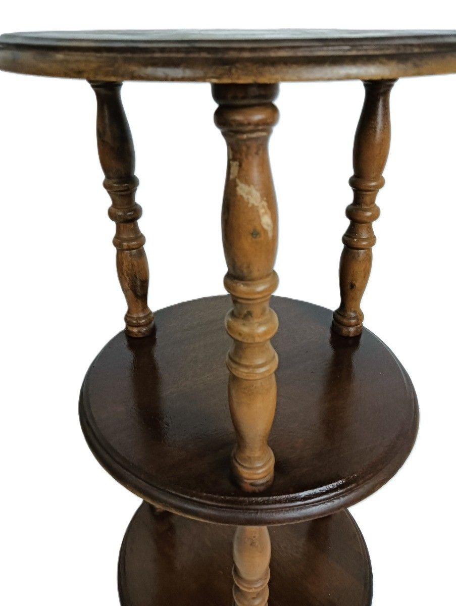 Vintage 3 Tier Pedestal Plant Stand Etagere Wood Italy 60s photo 157.0