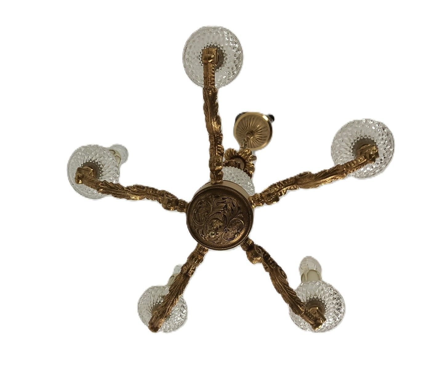 French Empire Style Chandelier Brass Crystal 5 Arms Lights Vintage photo buy
