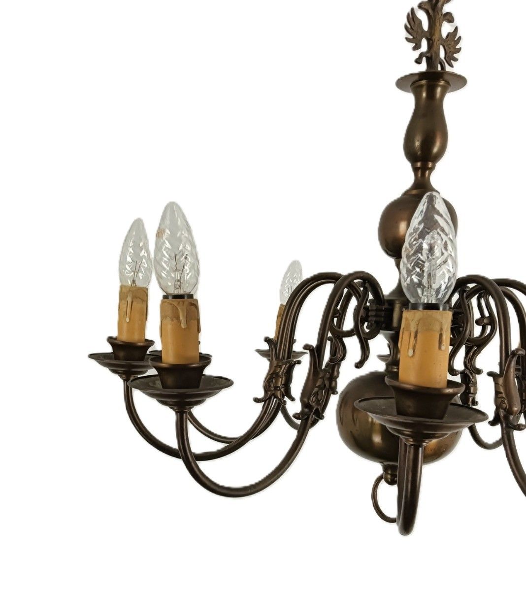 Flemish Dutch Chandelier Style 10 Arm Lights  Country Vintage Brass Vintage photo vinterior