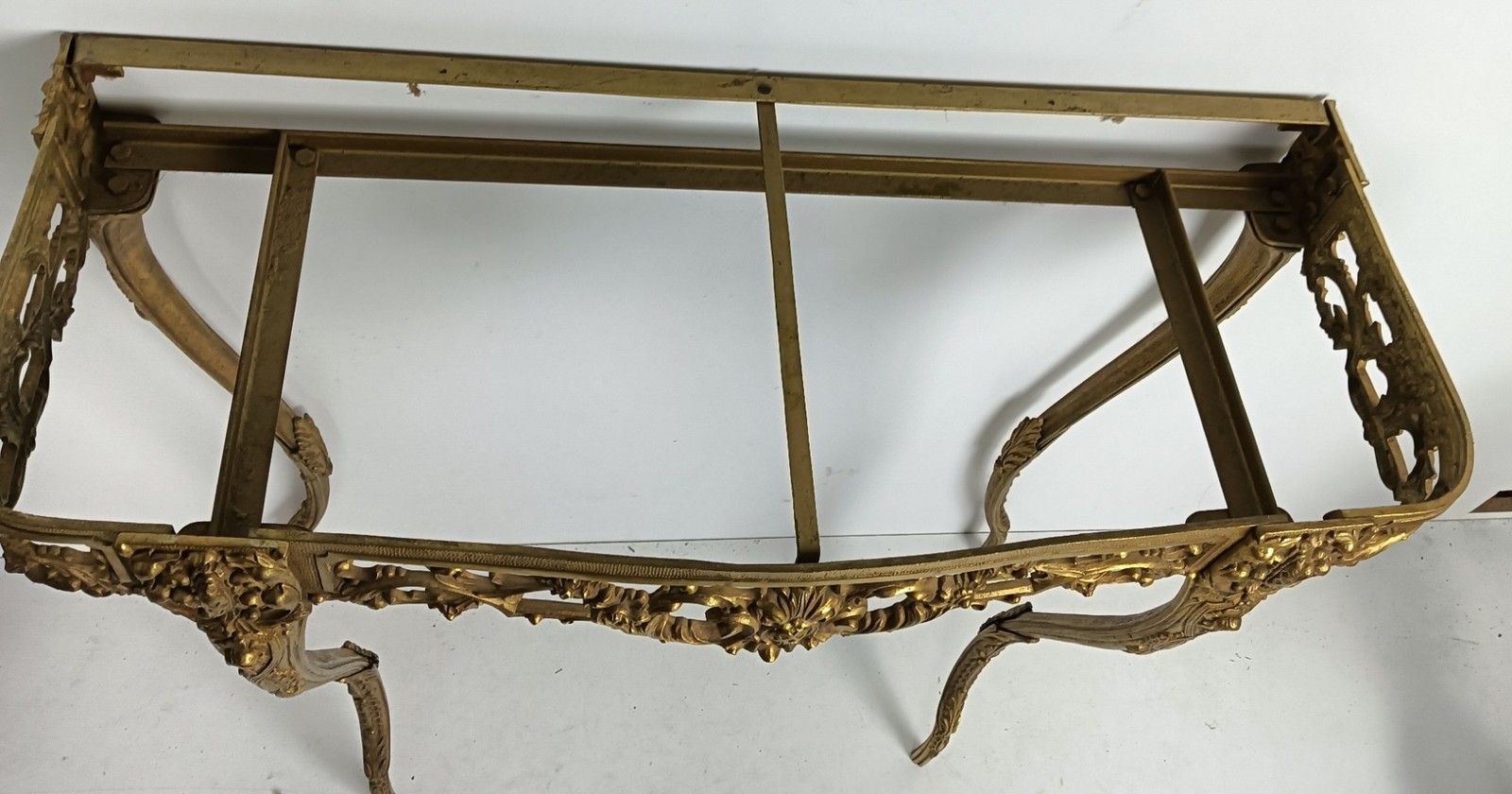 photo buy Mid Century Modern Onyx Marble Top Wall Console Vintage Brass Ornate