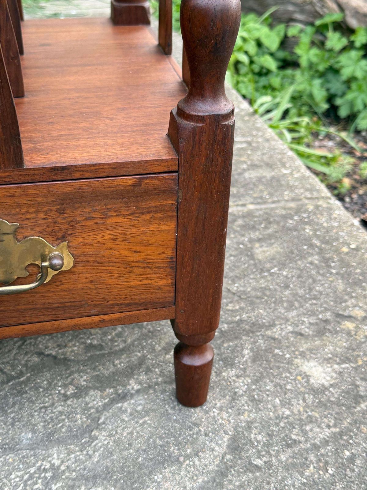 photo furniture Vintage Wooden Canterbury Magazine Rack With Drawers Turned Spindles Traditional Storage