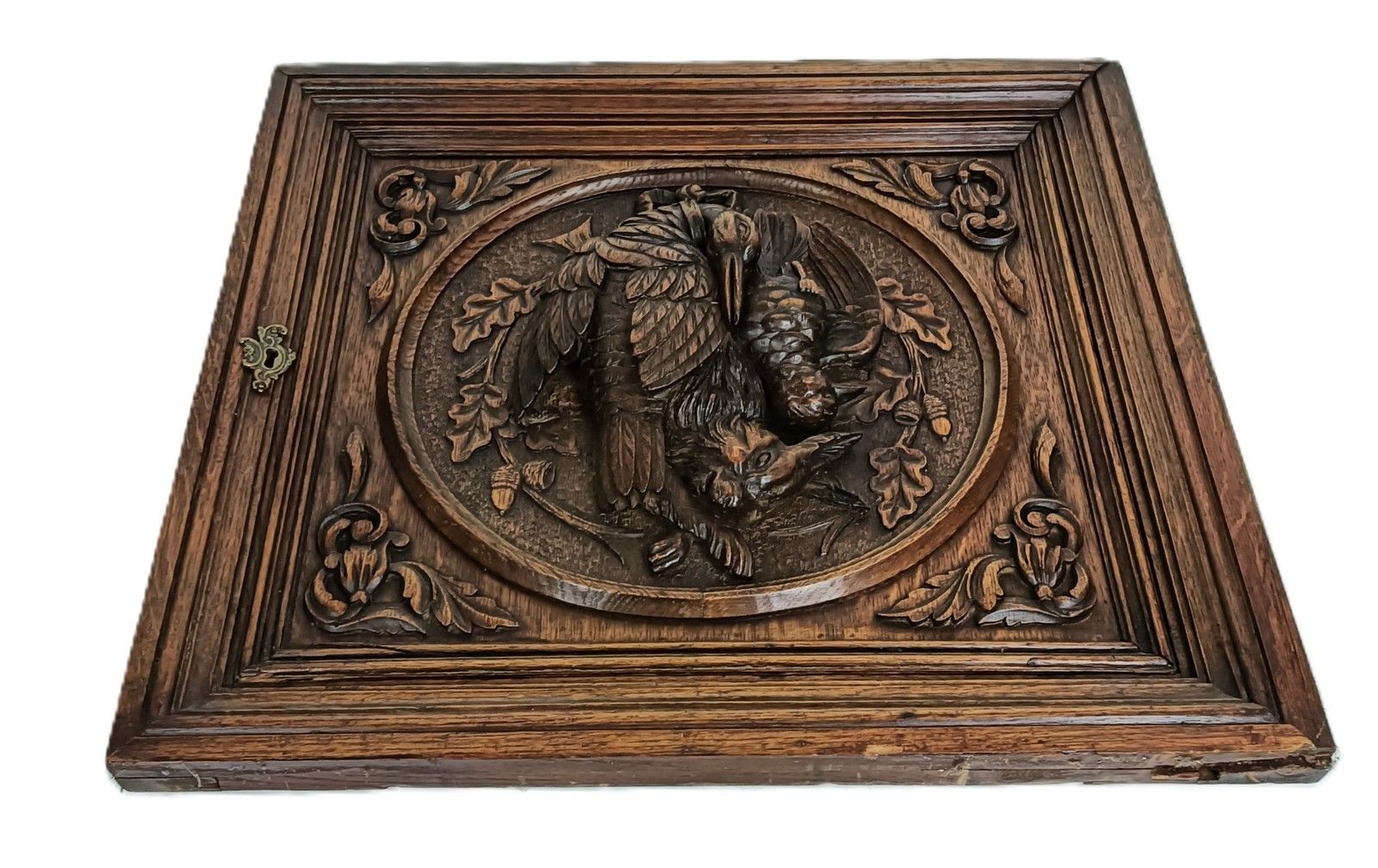 Antique Carved Wood Door Panel Cabinet Pediment Hunt Rabbit Bird Pheasant Reclai photo furniture