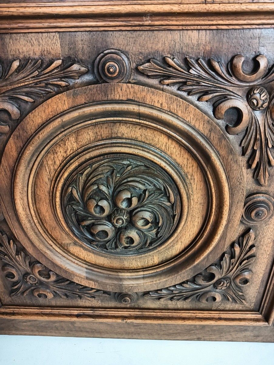 Antique Door Panels Couple  Hand Carved Wood Flower Rosette Architectural Salvag photo buy