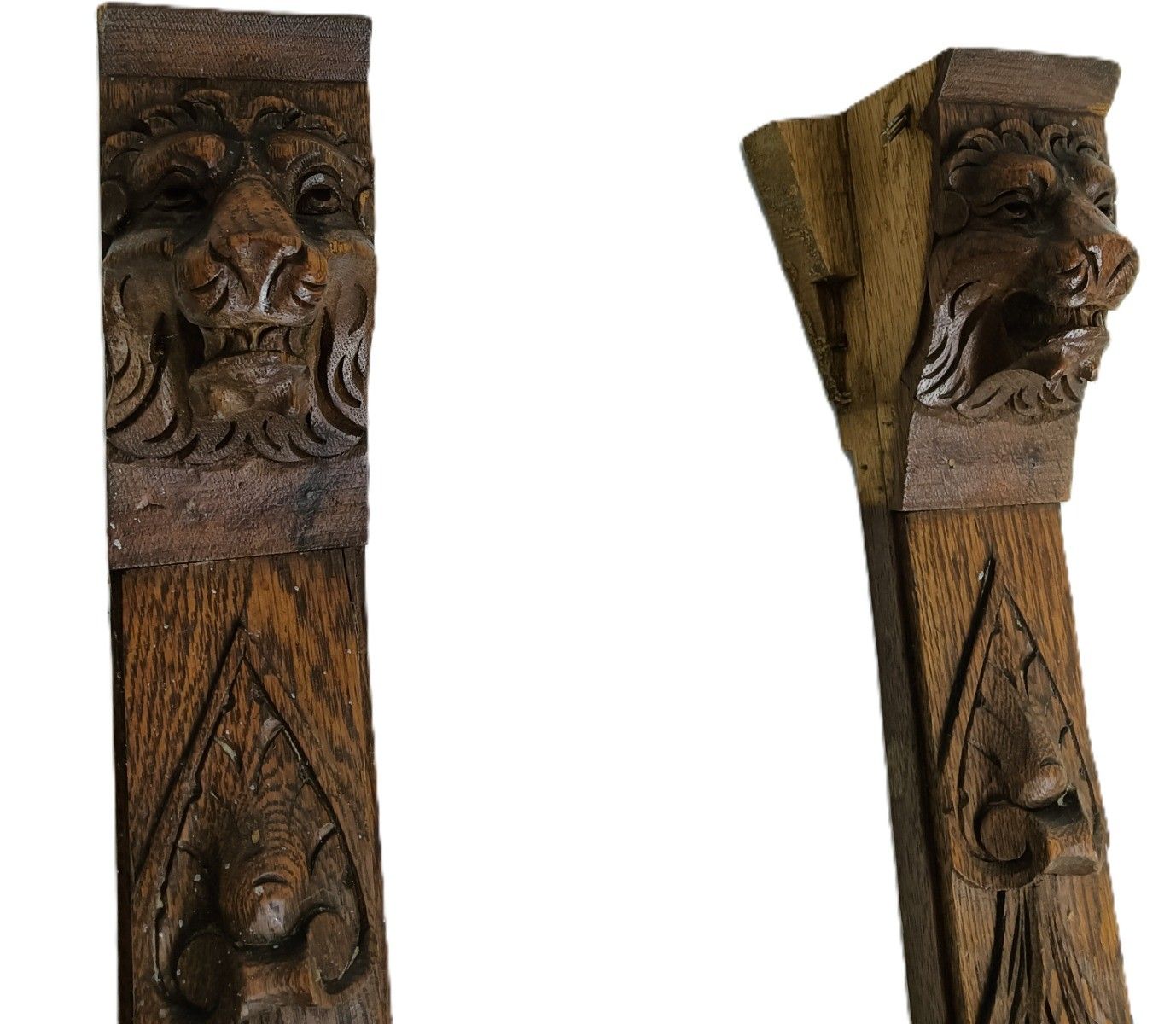 photo furniture Antique Pair Corbels Hand Carved Wood Architectural Bas Relief Reclaimed Trims P