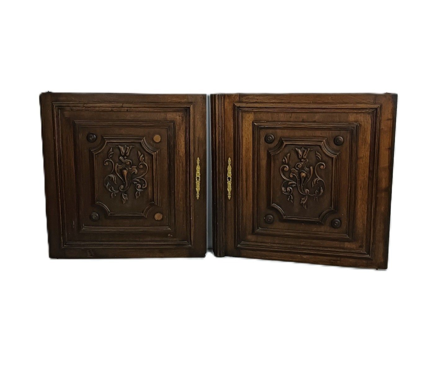 Antique Door Panels Couple Hand Carved Wood  Architectural Salvaged Reclaimed