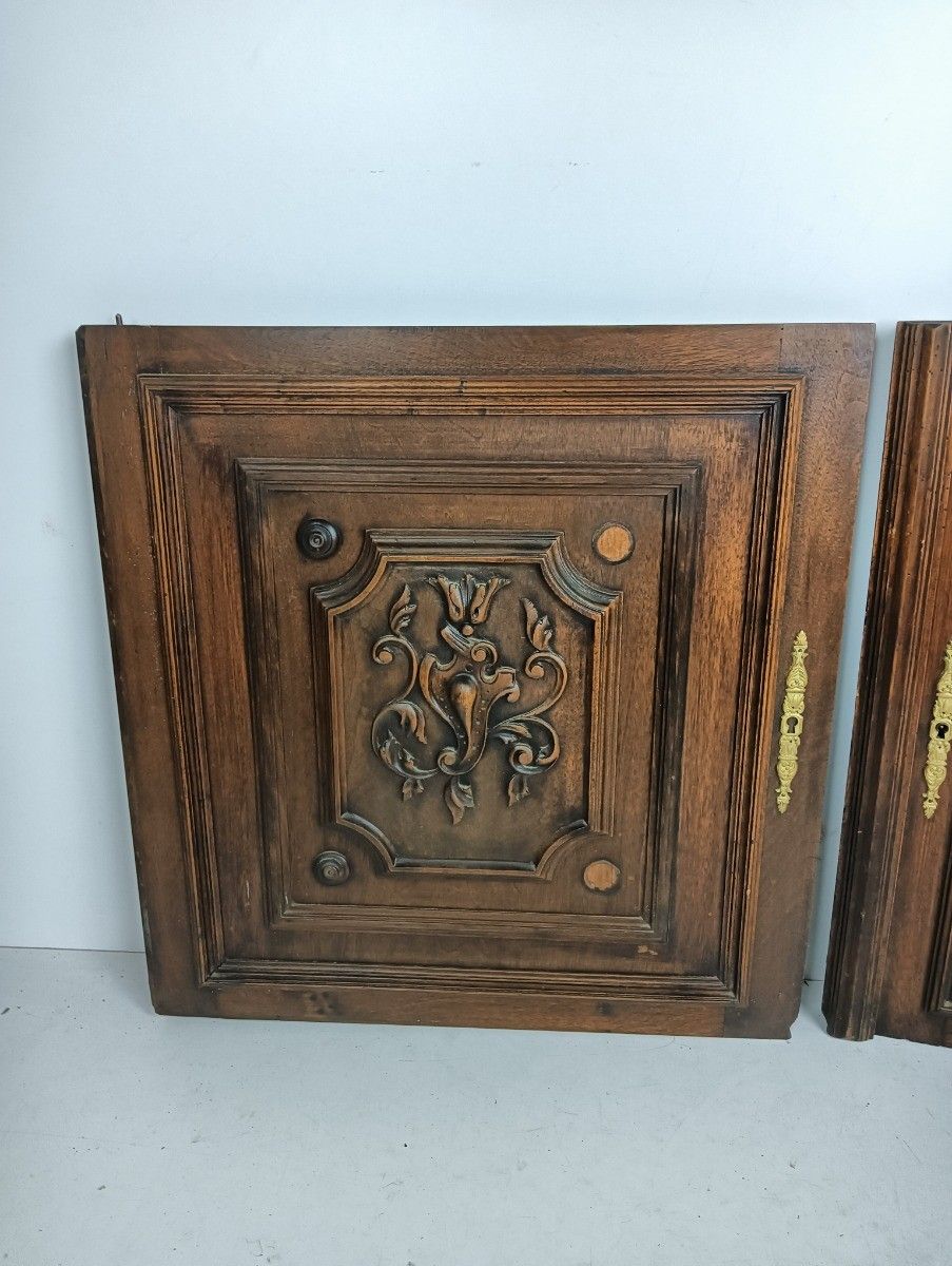 Antique Door Panels Couple Hand Carved Wood  Architectural Salvaged Reclaimed photo furniture