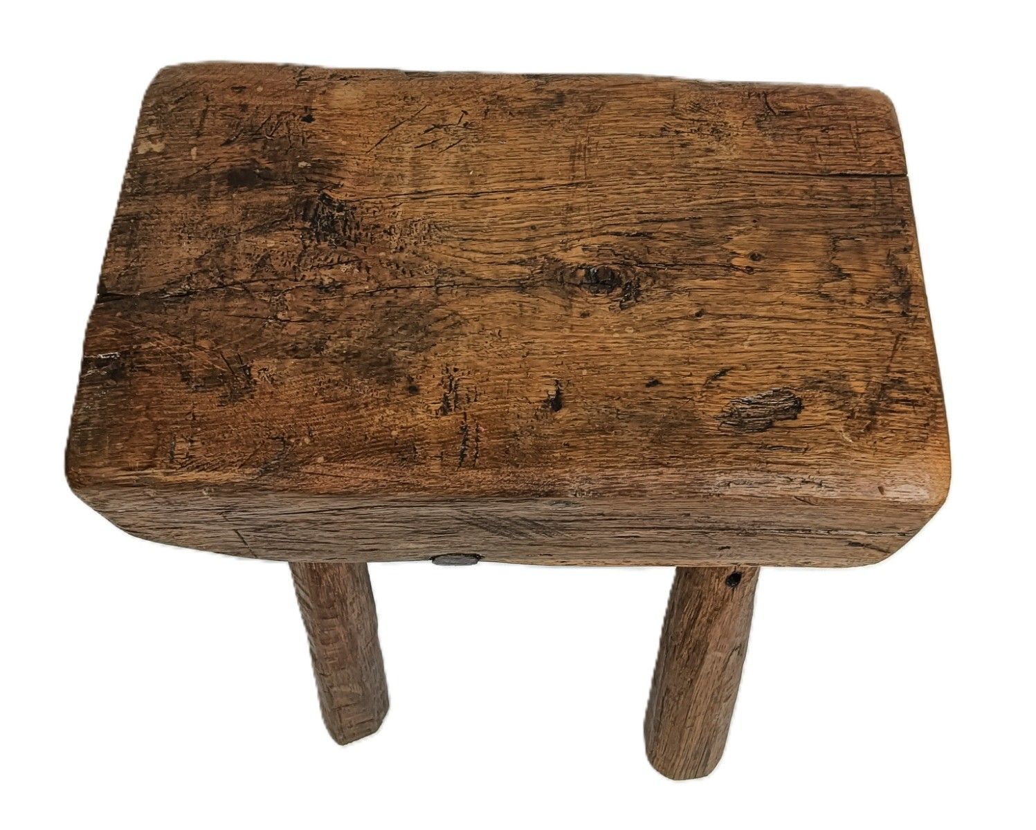Antique Folk Art Hand Made Brutalist Footstool Milking Stool Pedestal Plant Stan photo 604.0