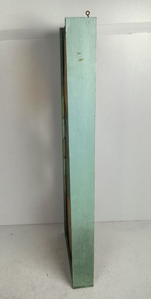 Xl Large Art Deco Antique Leaded Glass Framed Wood Geometric photo buy