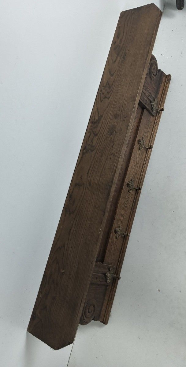 Hand Carved Wood Antique Coat Hat Kitchen Hallway Rack Ornate Figurine Male Head photo 449.0