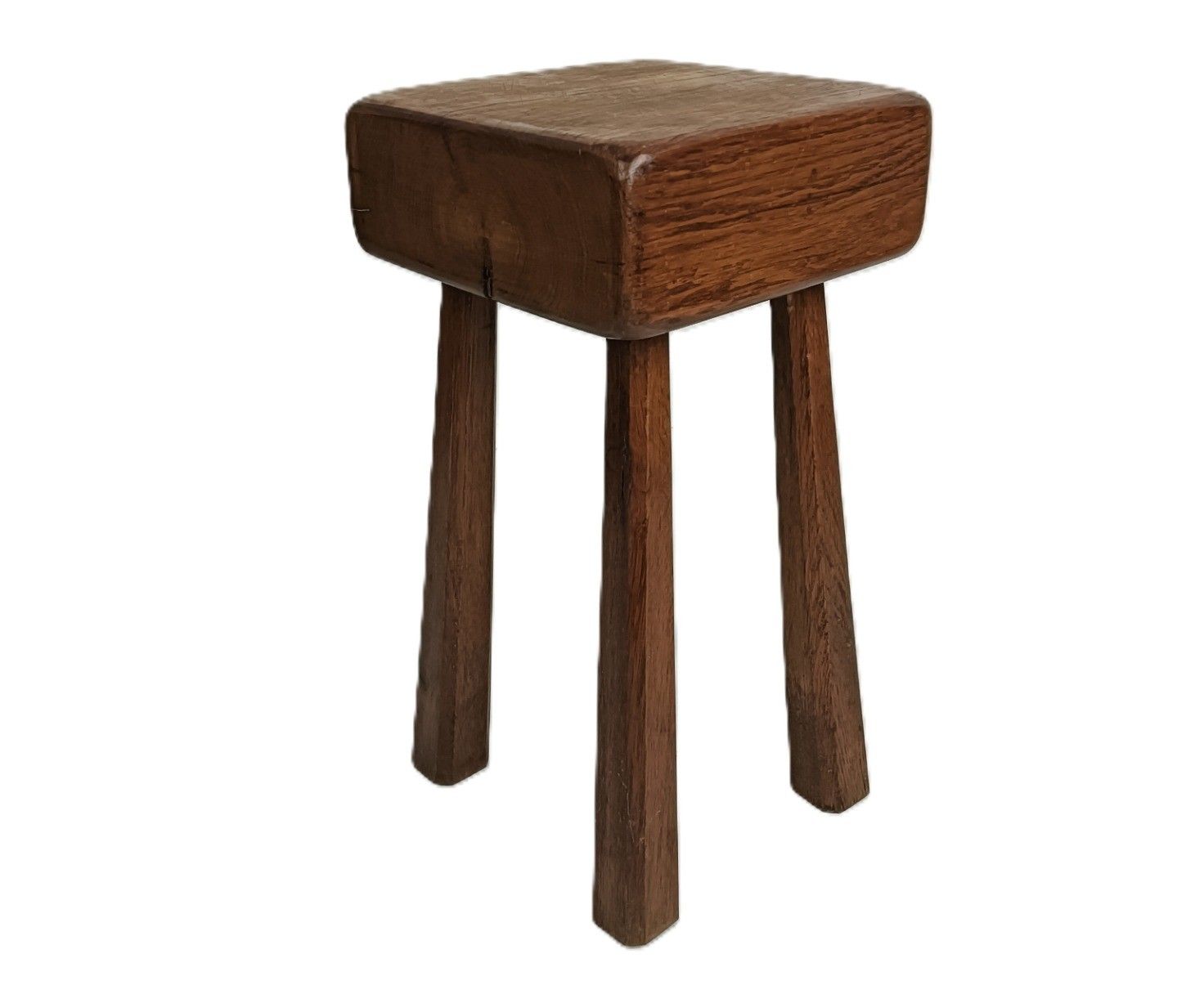 Antique Milking Stool Bench Pedestal Barn Country Style Wood Thick Top Side Tabl photo furniture