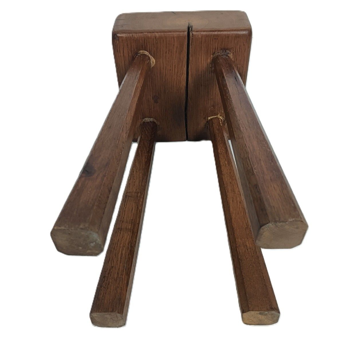 Antique Milking Stool Bench Pedestal Barn Country Style Wood Thick Top Side Tabl photo 269.0