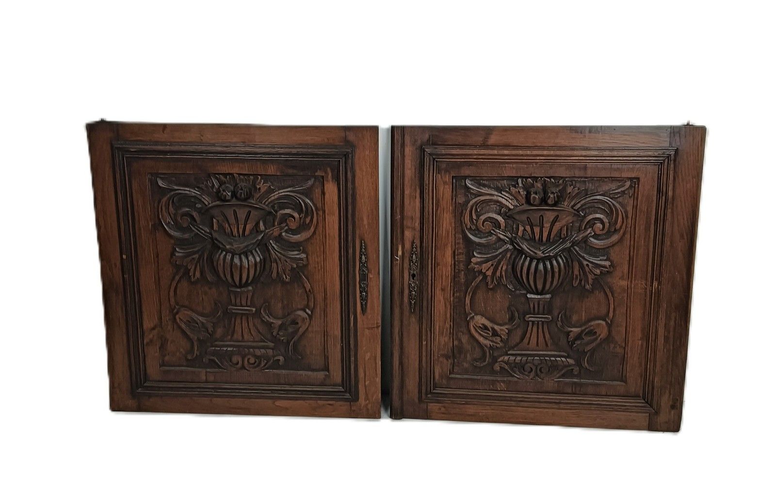 Pair Antique Door Panels Doors Cabinet Reclaimed Architectural Vase Flowers Bas