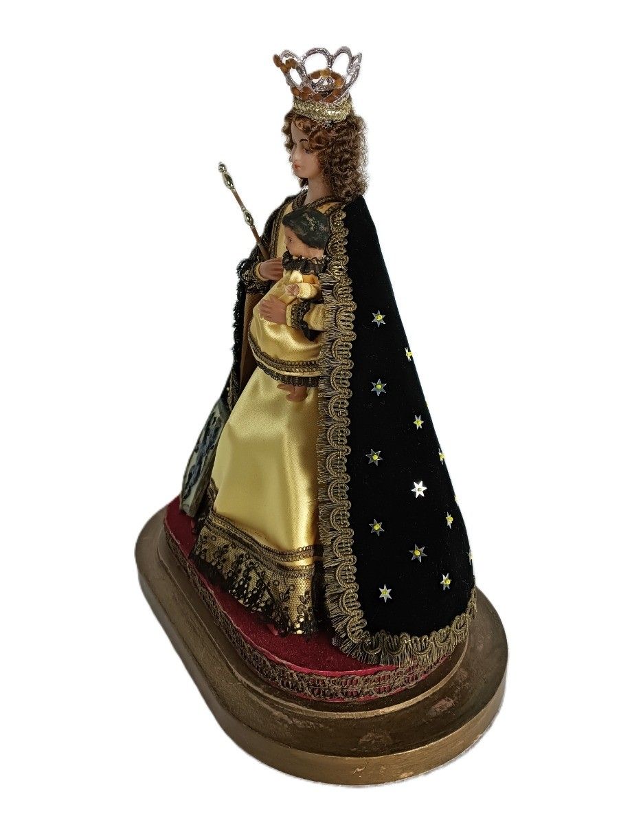 Antique Oval Dome Globe Hand Made Glass Wax Madonna With Infant Figurine Flander photo 337.0