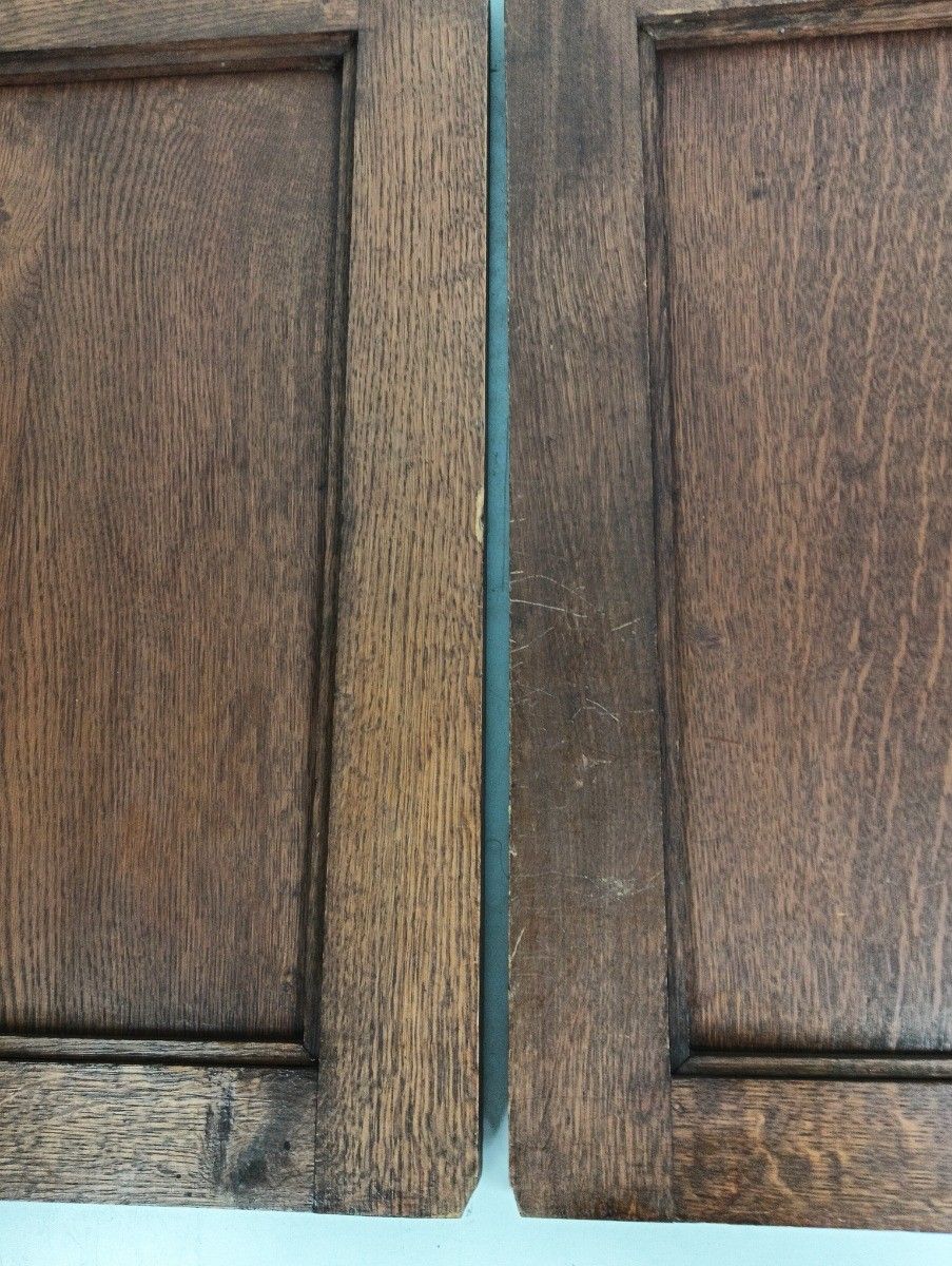 Pair Antique Hand Carved  Wooden Door Panels Reclaimed Architectural Salvaged Ba photo 359.0