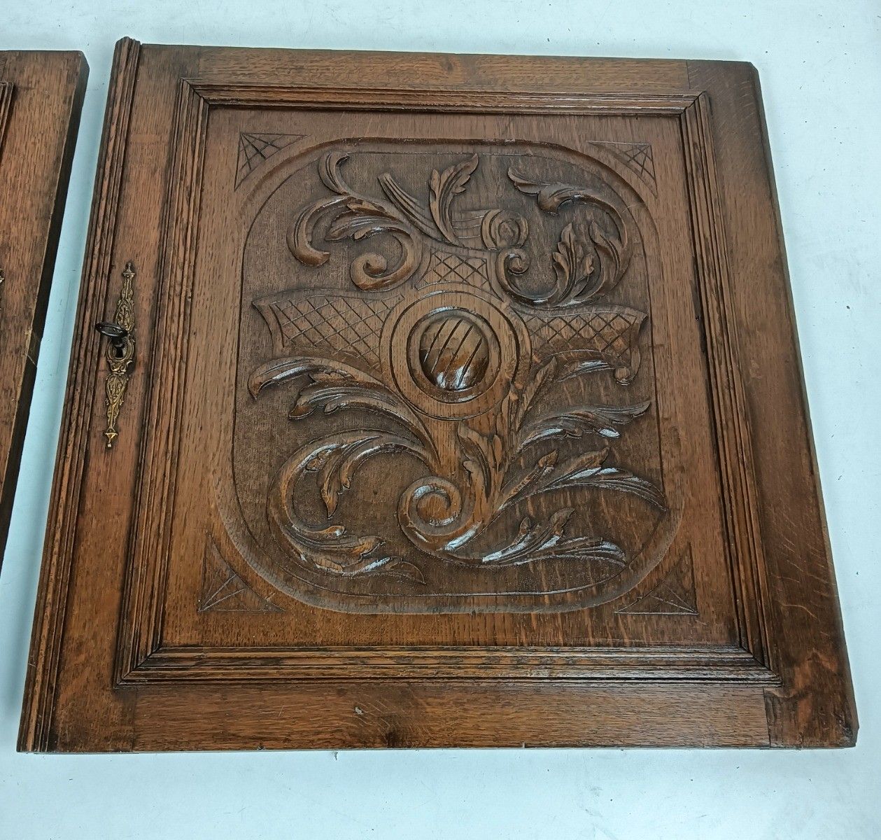 photo furniture Pair Antique Hand Carved  Wooden Door Panels Reclaimed Architectural Salvaged Ba