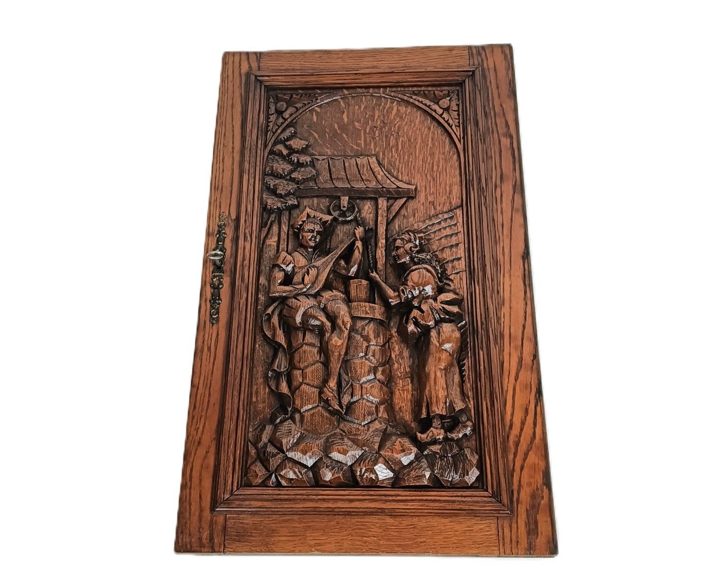 Ornate Antique Hand Carved  Wooden Door Panel  Reclaimed Architectural Troubadou photo for sale