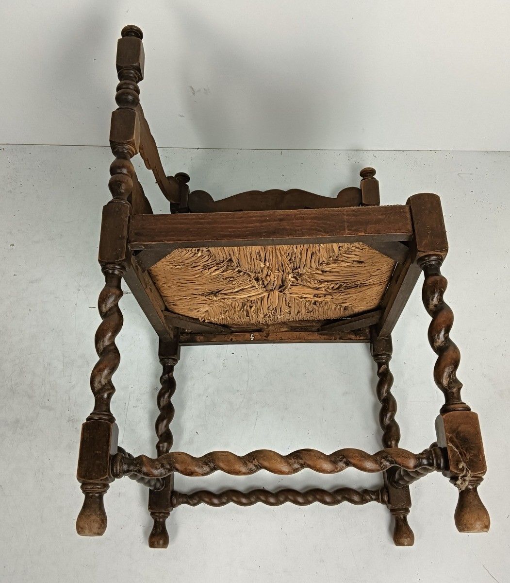 Twisted Wooden Barley Twist Corner Chair Rush Seating  Beautiful Vintage photo buy