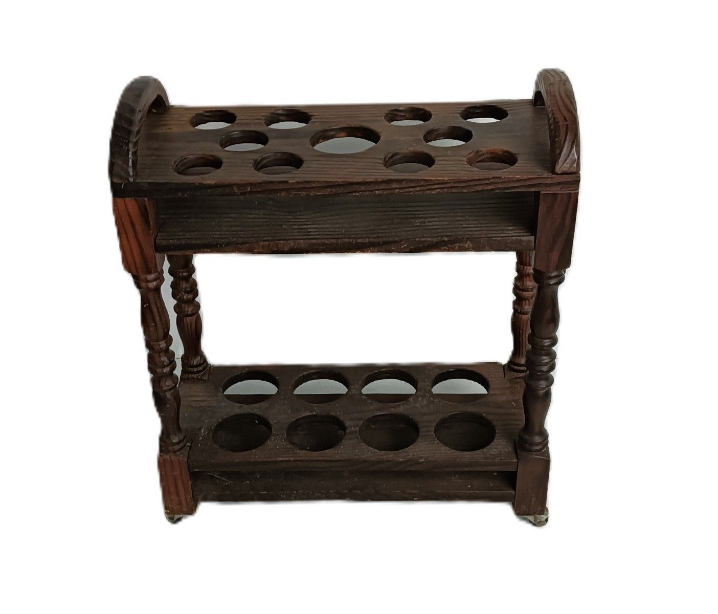 Wine Bottle Bar Cart Rack Spanish Wood Vintage On Wheels Funky photo for sale