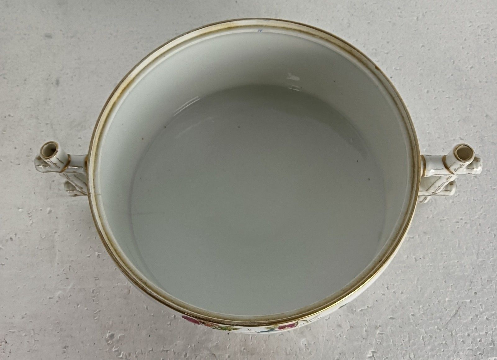 Victorian Antique Hand Painted Porcelain Serving Bowl Jardiniere Flower Pot Faux photo buy