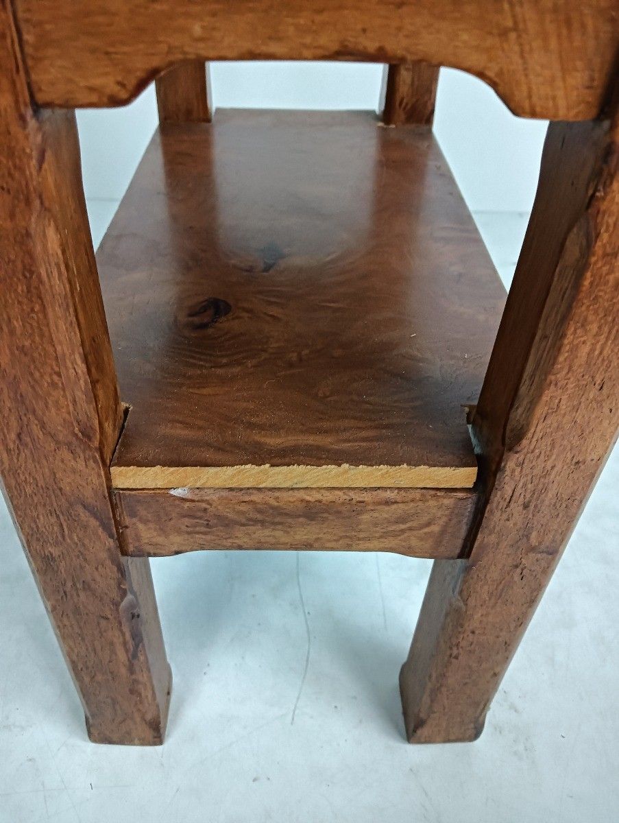 Furniture Antique Two Tier Side Table Carved Wood Occasional Coffee Plant Stand Funky photo