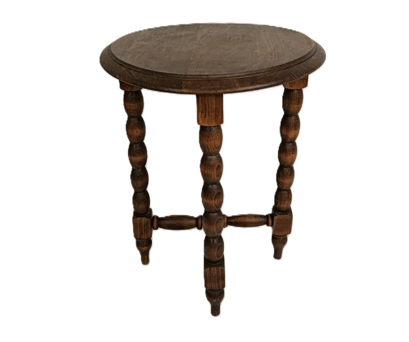 Vintage Plant Stand Pedestal Side Table Carved Wood Bobbin Legs Barn Style photo furniture