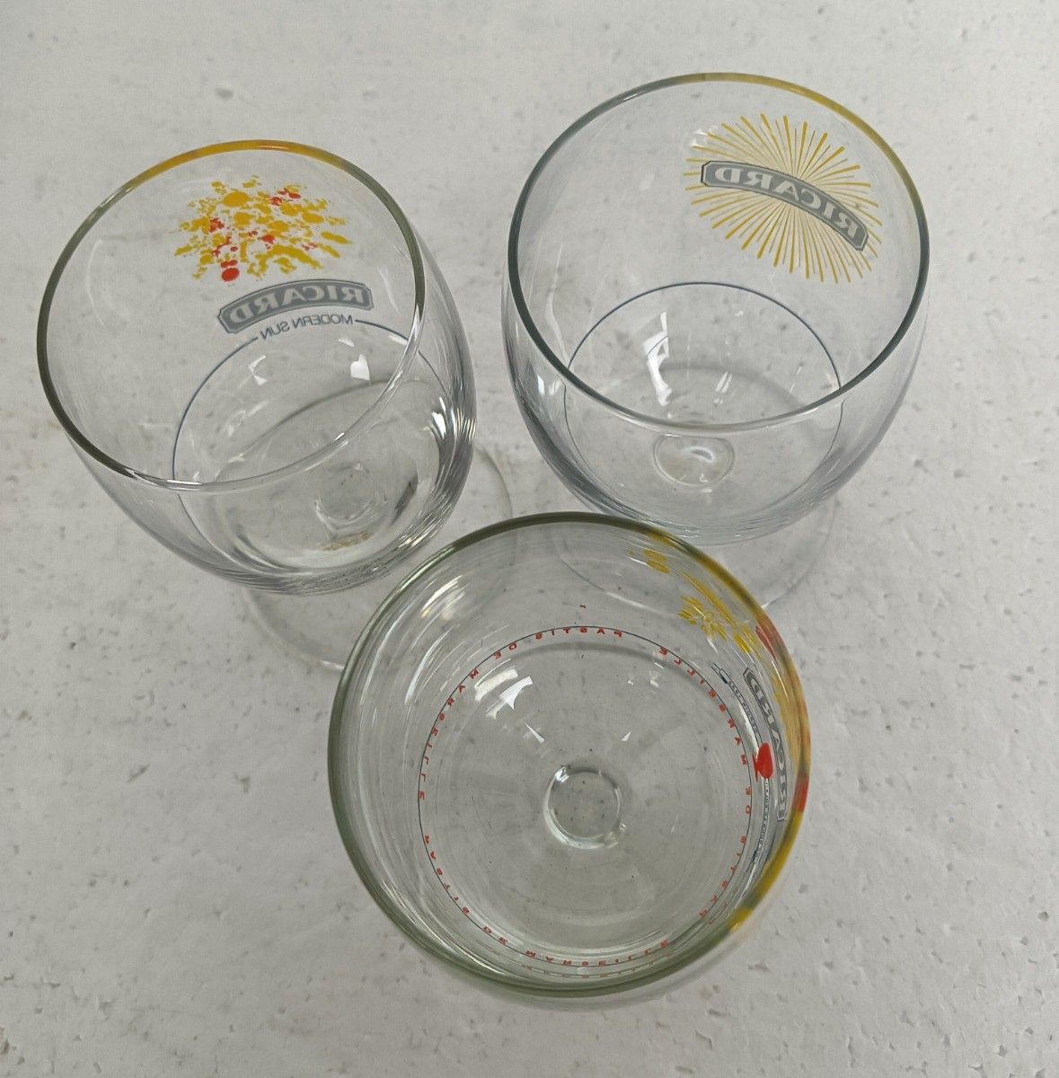Collection Of 3 Different French Ricard Glasses Pastis Apero France Collector photo vinterior
