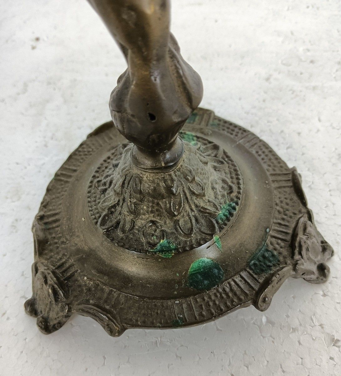 Vintage Spelter Modernist Candelabra 3 Arm Candle Stick Female Figurine photo vintage