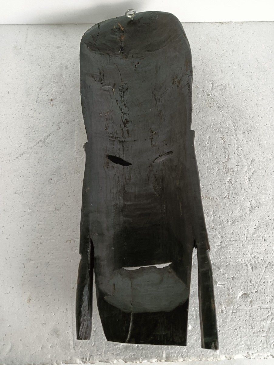 Vintage African Mask  Hand Made Carved Dark Wood Authentic Tribal African Art photo buy