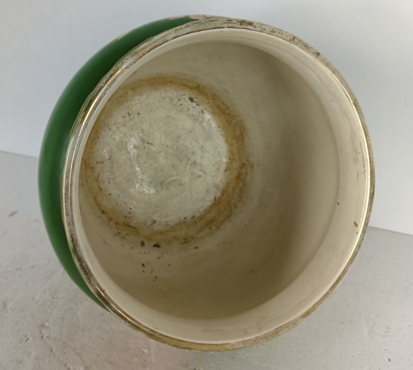 Antique Cachepot Planter Faience France Creil Et Montereau Floral Design photo for sale