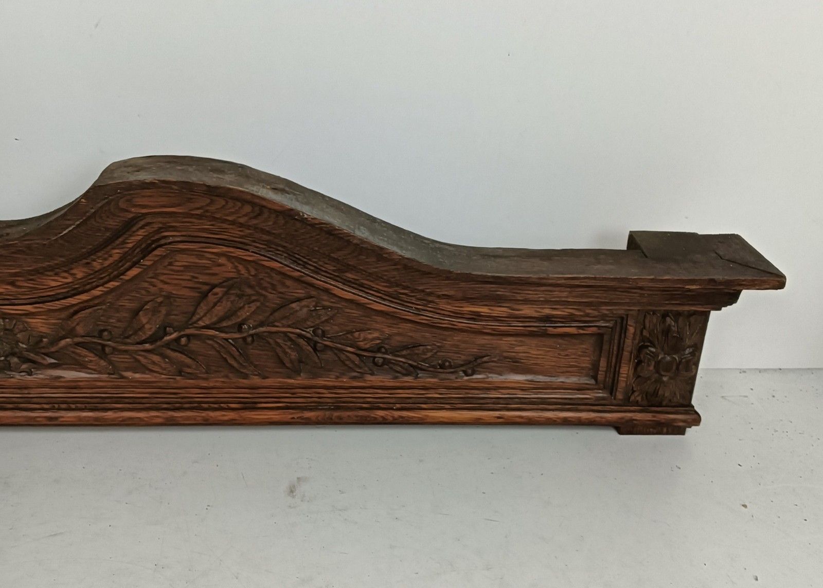 Xl Antique Carved Wood Pediment Over Door Top Cabinet Ornate  Reclaimed Archit photo furniture