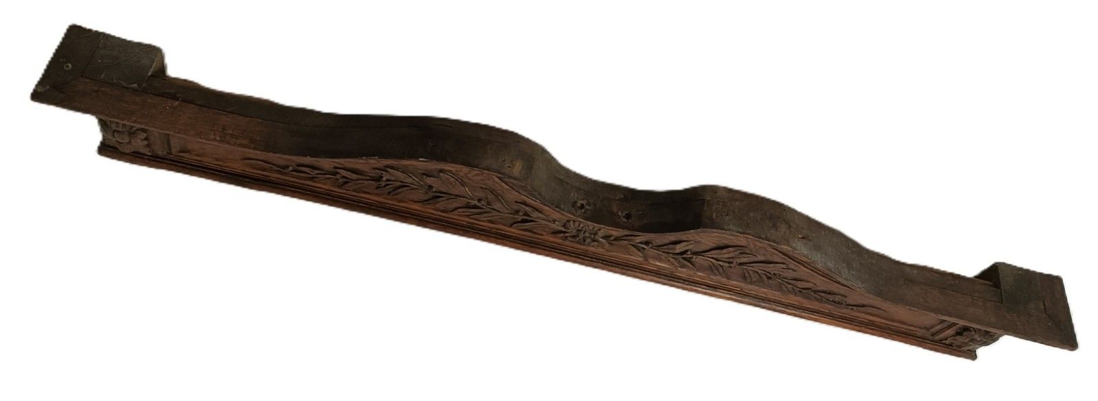Xl Antique Carved Wood Pediment Over Door Top Cabinet Ornate  Reclaimed Archit photo for sale