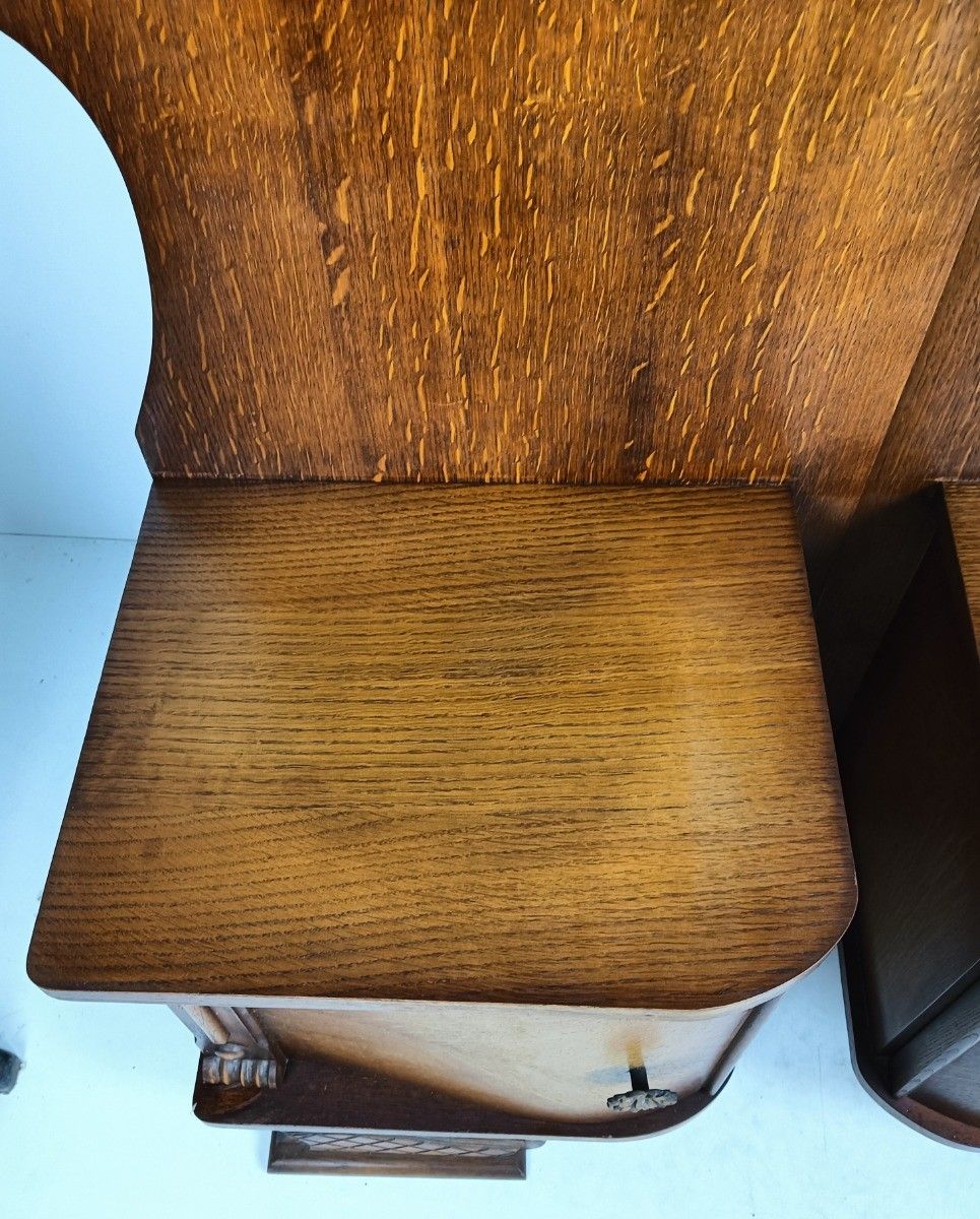 Pair Antique Jugendstil Nightstands Wood End Tables Vanity Cabinets Bedroom Cabi photo buy