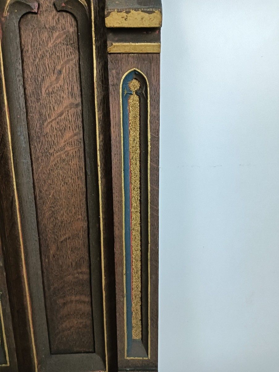 Pair Gothic Carved Wood Antique Boards Panels Church  Pediments Reclaimed Archit photo for sale