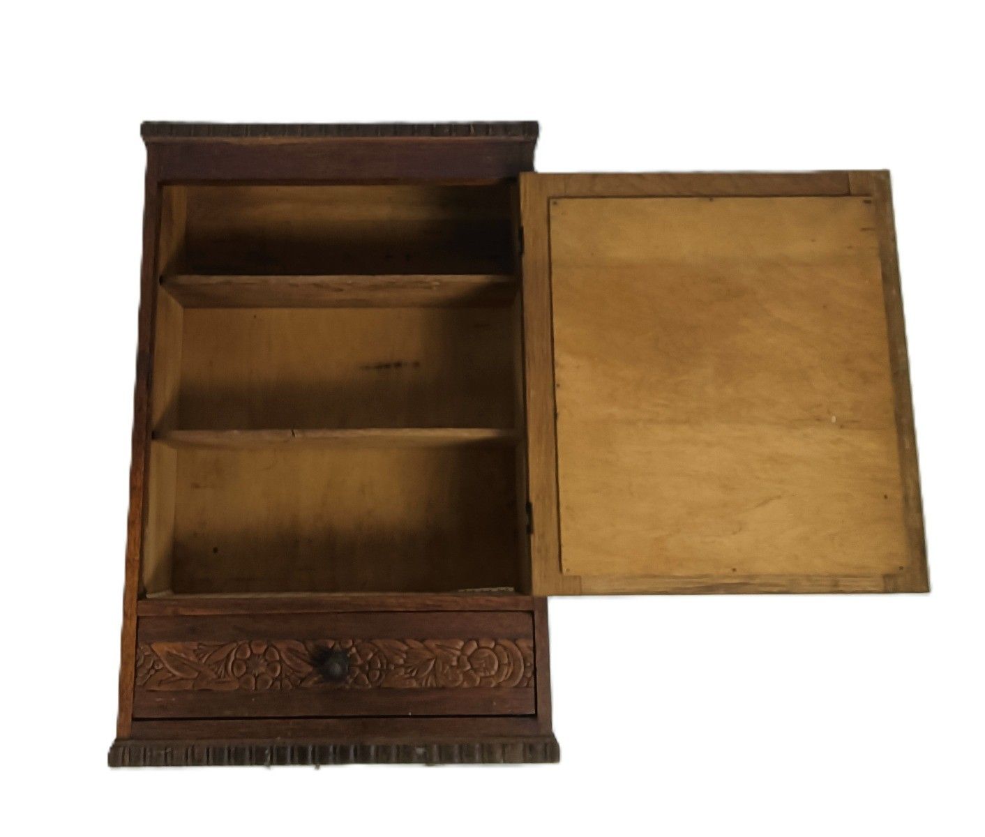 Antique Wall Hanging Medicine Shaving Cabinet Wood Beveled Glass Ornate photo vinterior