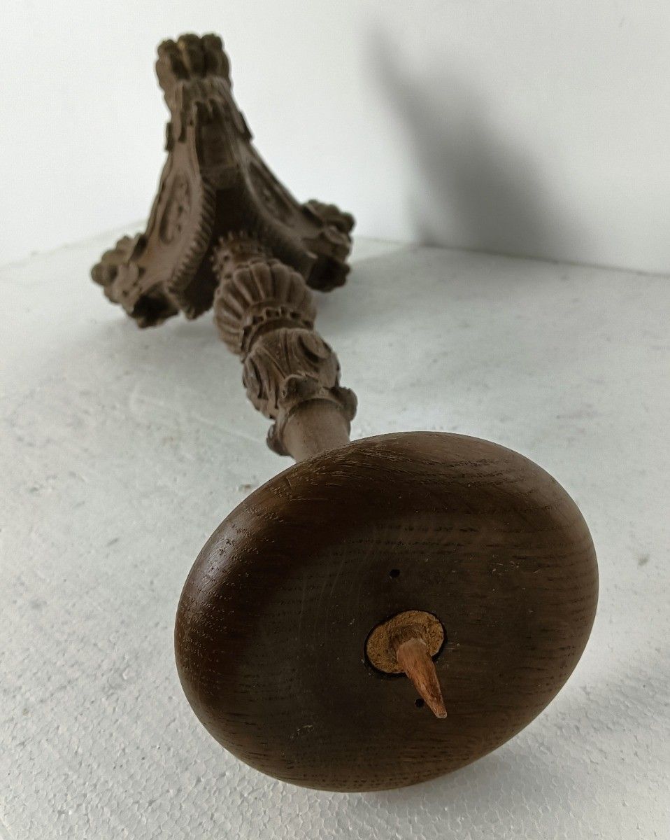photo furniture Antique Large Candle Stick Neo Gothic Carved Wood Candle Holder Ornate Lion Feet