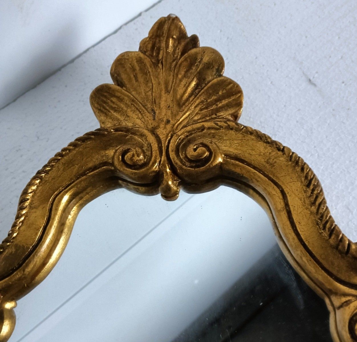 Ornate Wall Mounted Small Console Mirror Hollywood Regency Gold Gilded Plaster O photo buy