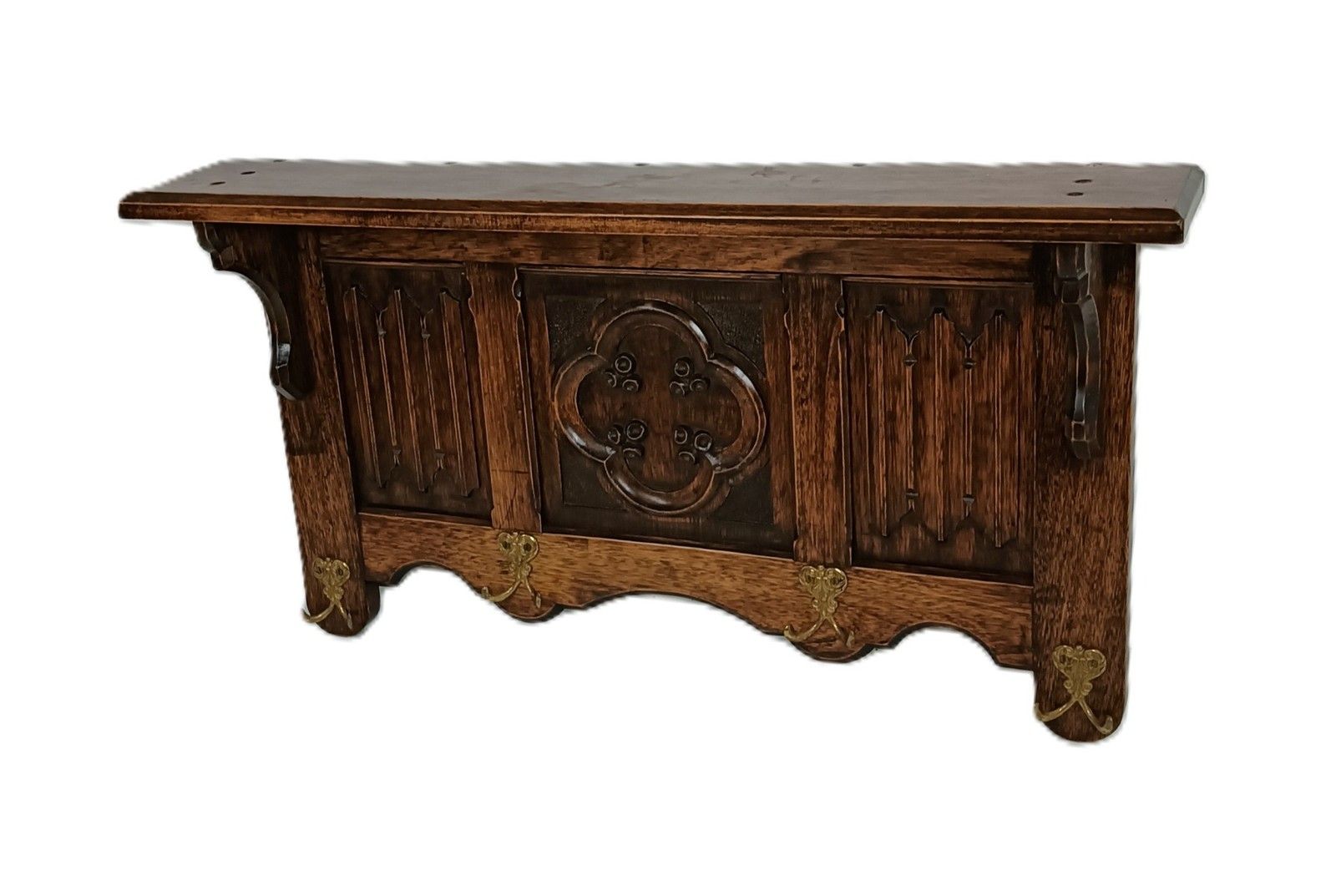 Vintage Large Coat Rack Gothic Style Carved Ornate Wood Gorgeous photo buy