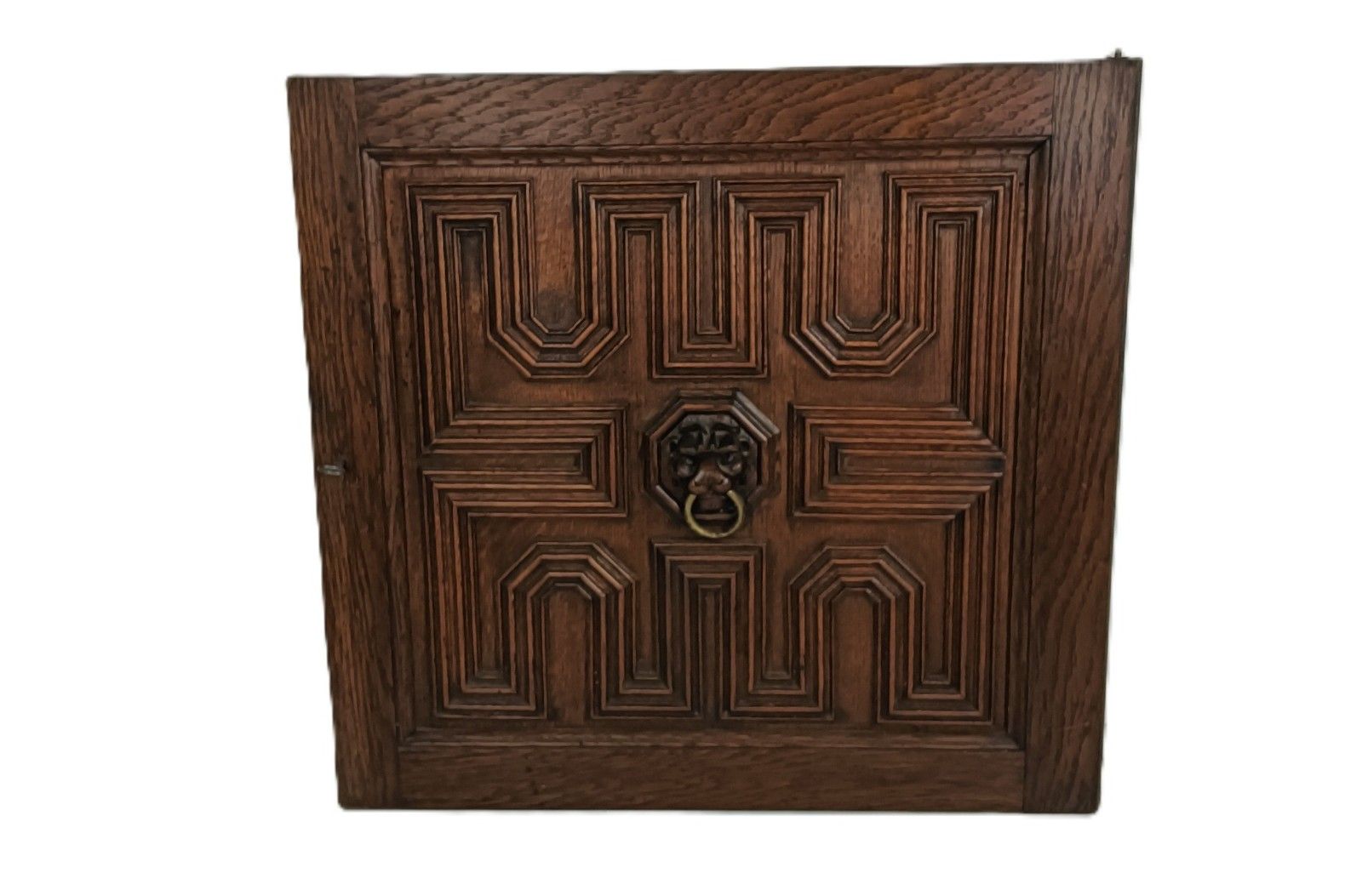 Antique 19th Century Door Panel Lion Head Ornate Carved Wood Architectural Recla